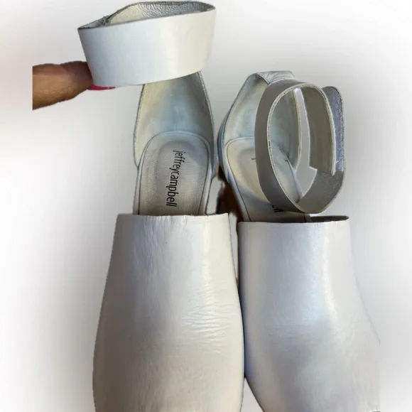 White Leather platform wedges - Picture 5 of 10